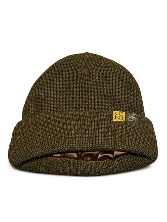 Brown satin lined beanie